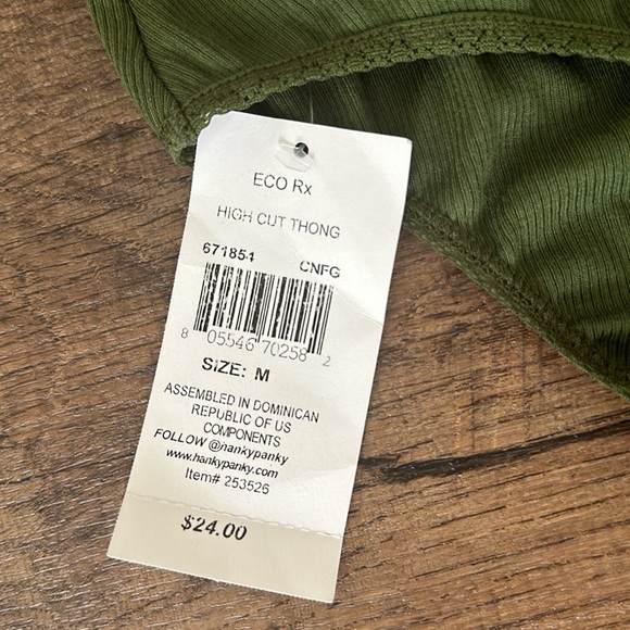 Hanky Panky High Cut Thong Style ECO RX in confederate Green Size medium NWT - Picture 3 of 6